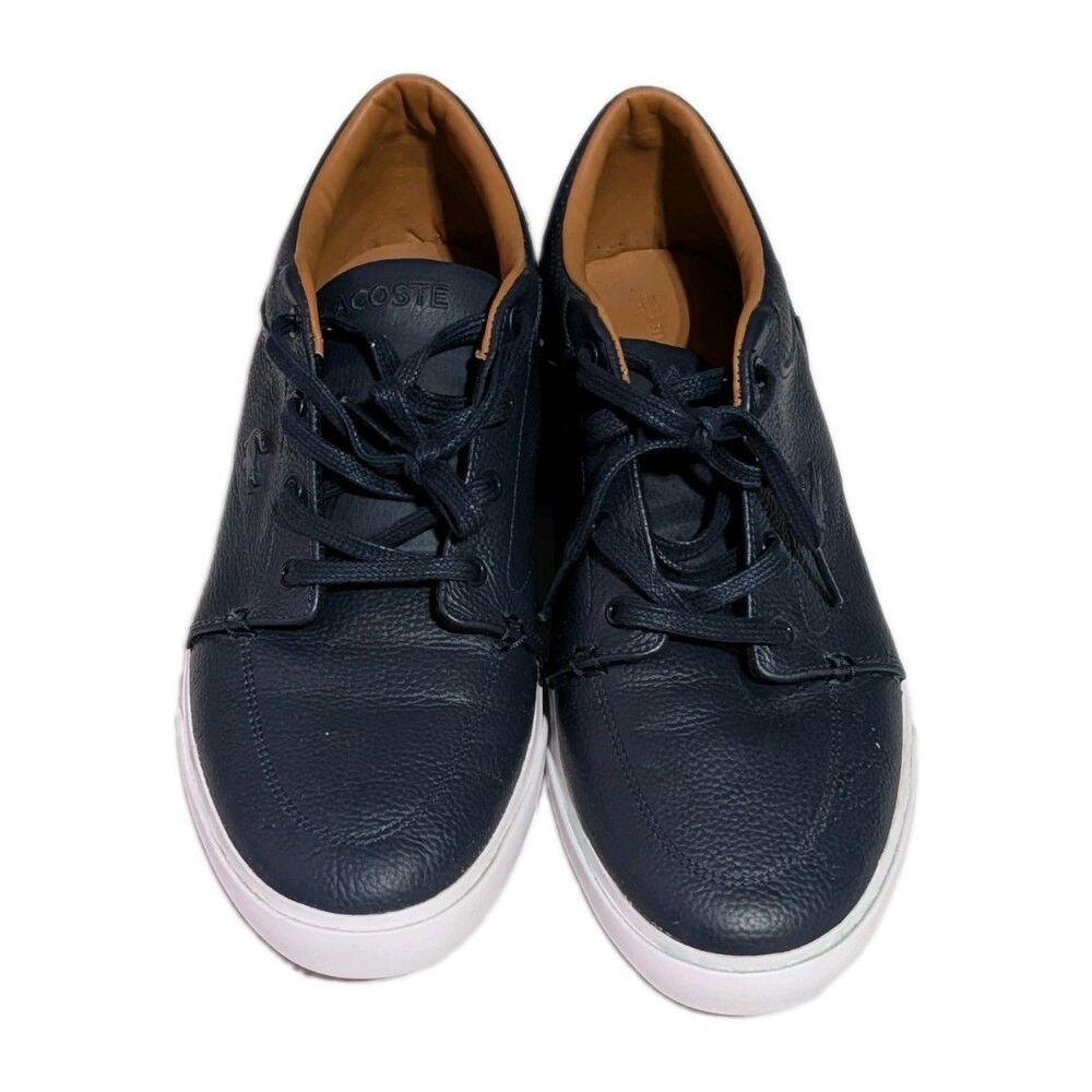Lacoste Men's Bayliss Vulc PRM Leather Casual Sneakers - Navy Blue - Size 10.5
